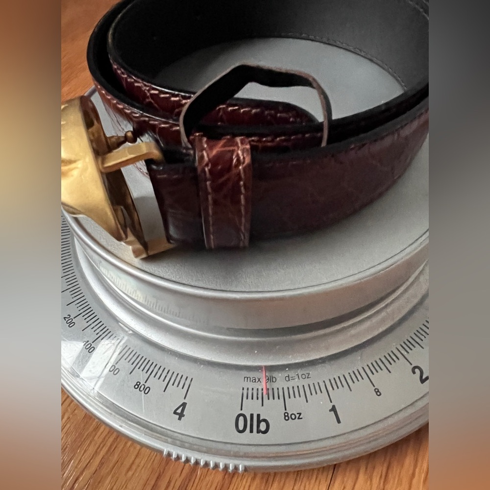 vintage Versace leather belt crocodile-embossed Medusa head brown adjustable - Picture 13 of 13